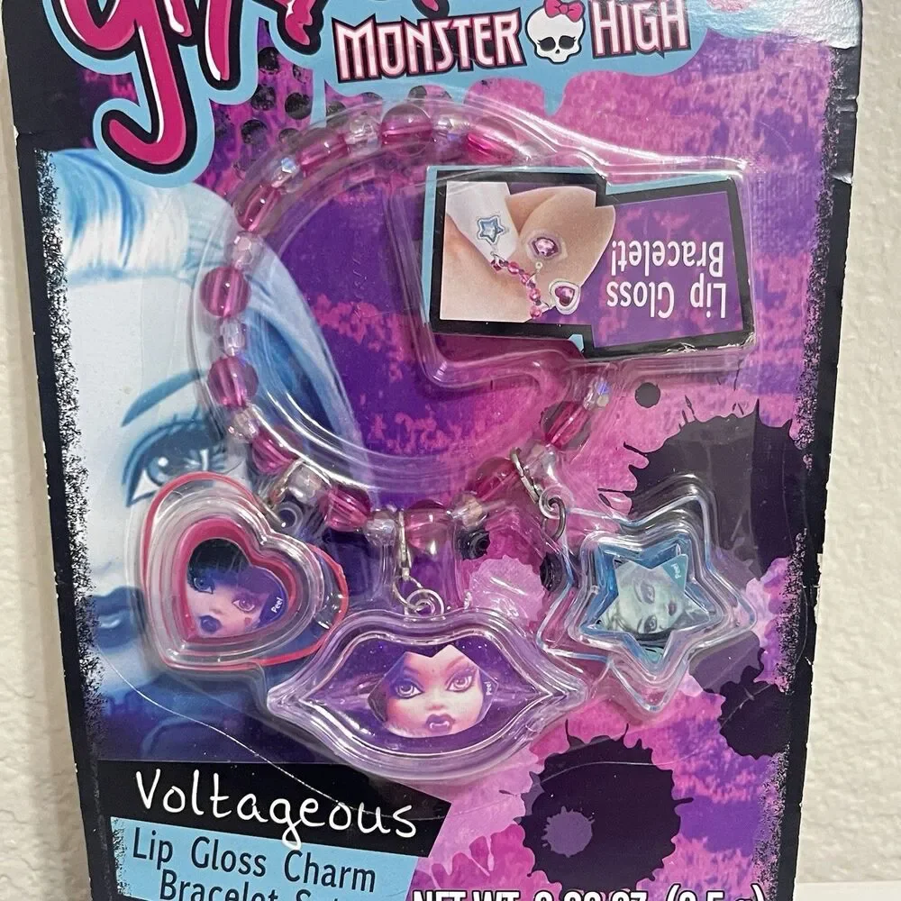 Monster High Ghoulicious Voltageous Lip Gloss Charm Bracelet Set Mattel 2015